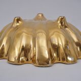 Fabbrica Ferniani Faenza plateau de poche 36,5 cm coquille en majolique, doré, 1800