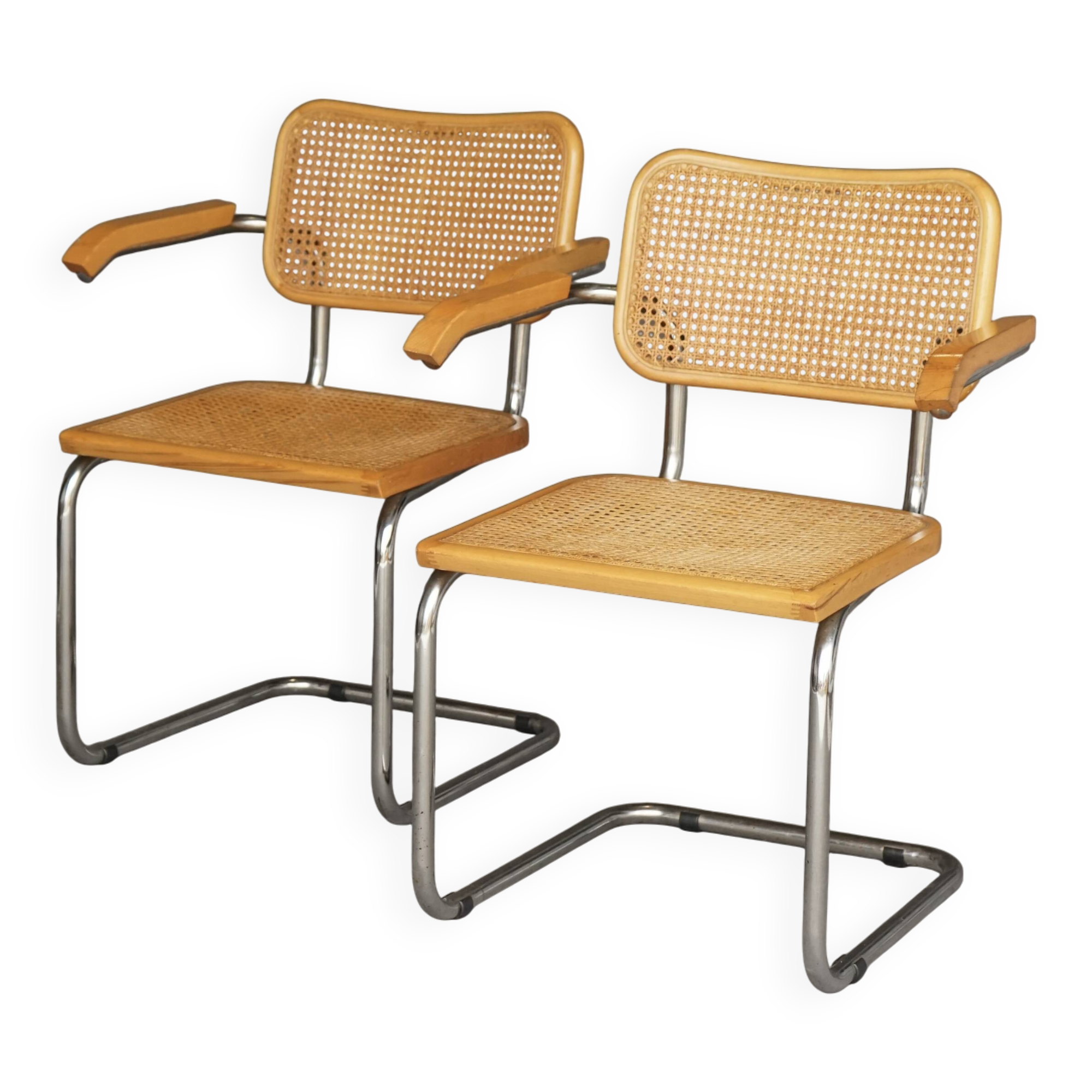 Fauteuils Cesca de Marcel Breuer. Italie, années 1960. Lot de 2