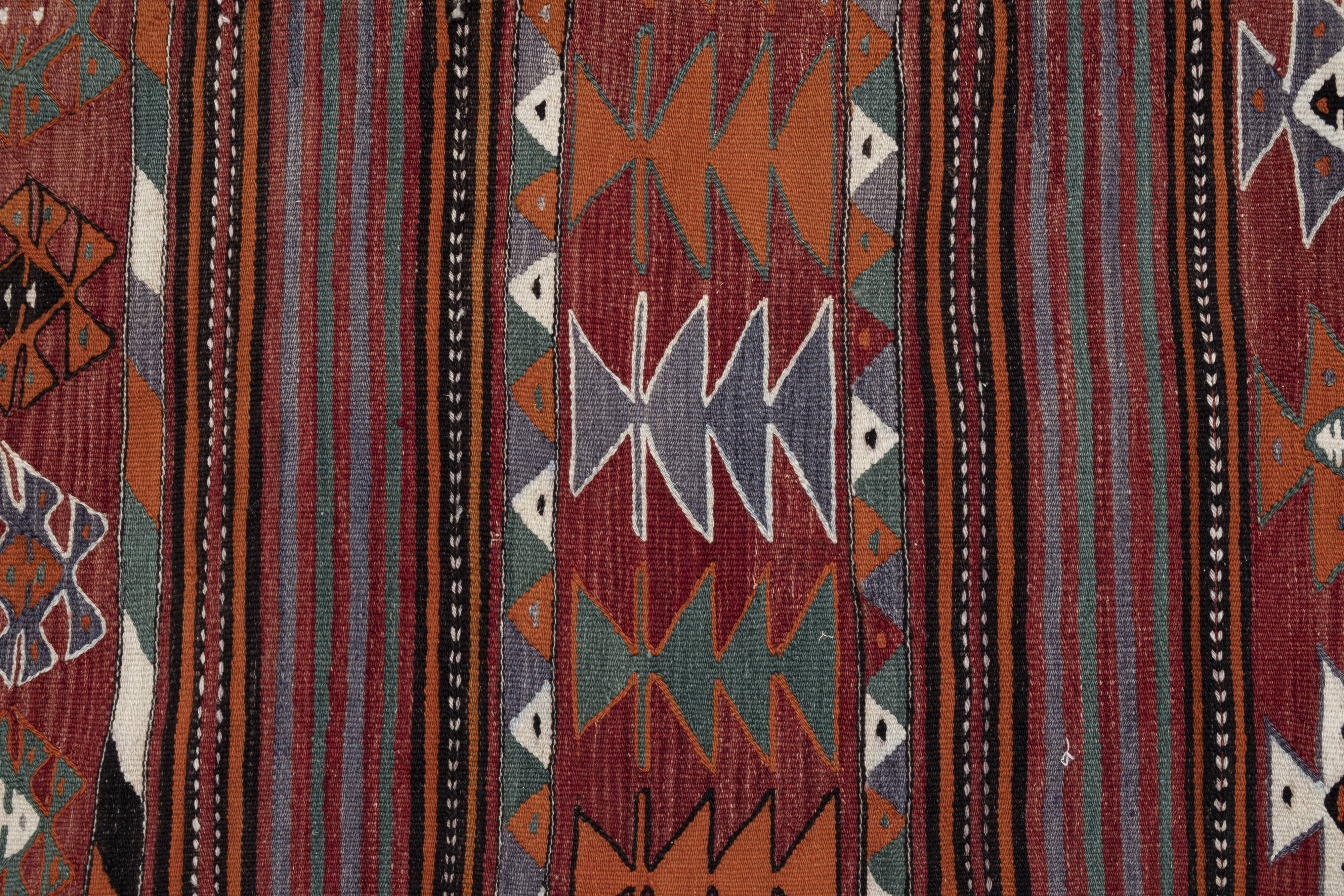 1970s vintage striped turkish oushak kilim runner 4'7" x 9'10"