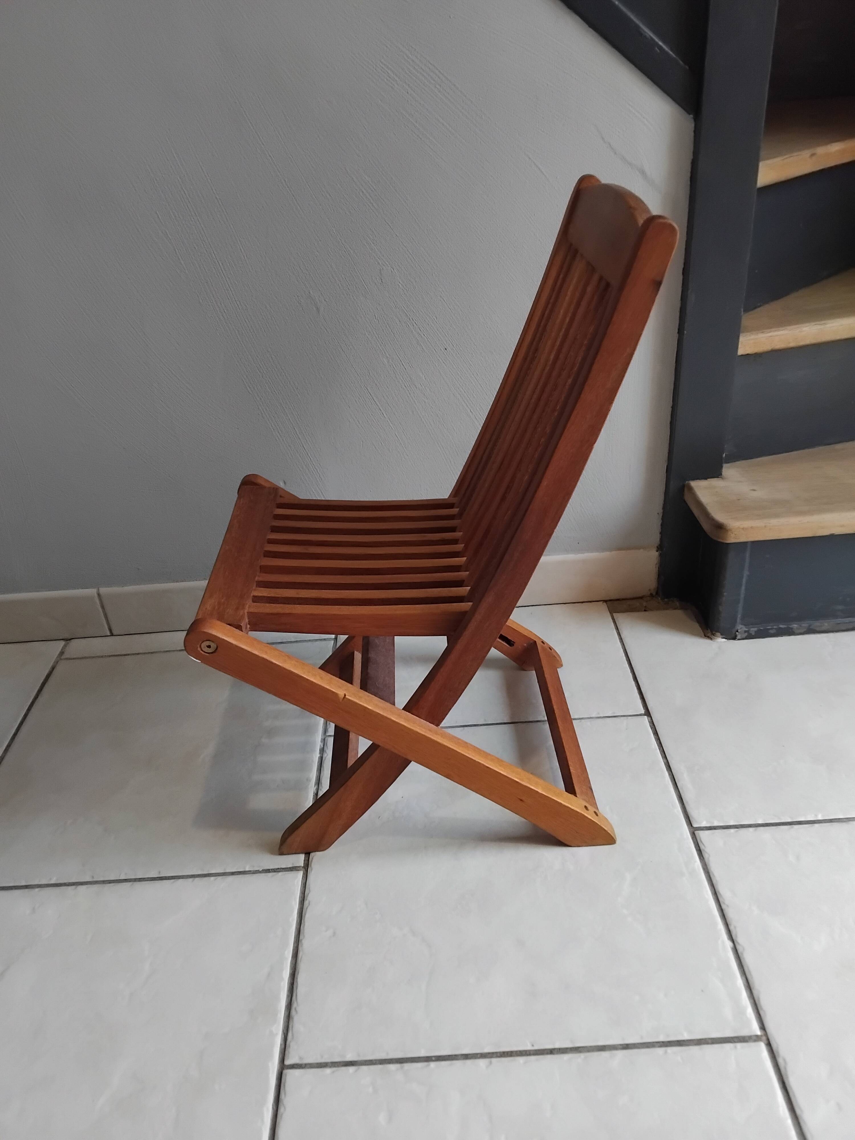 Vintage folding teak children's chair