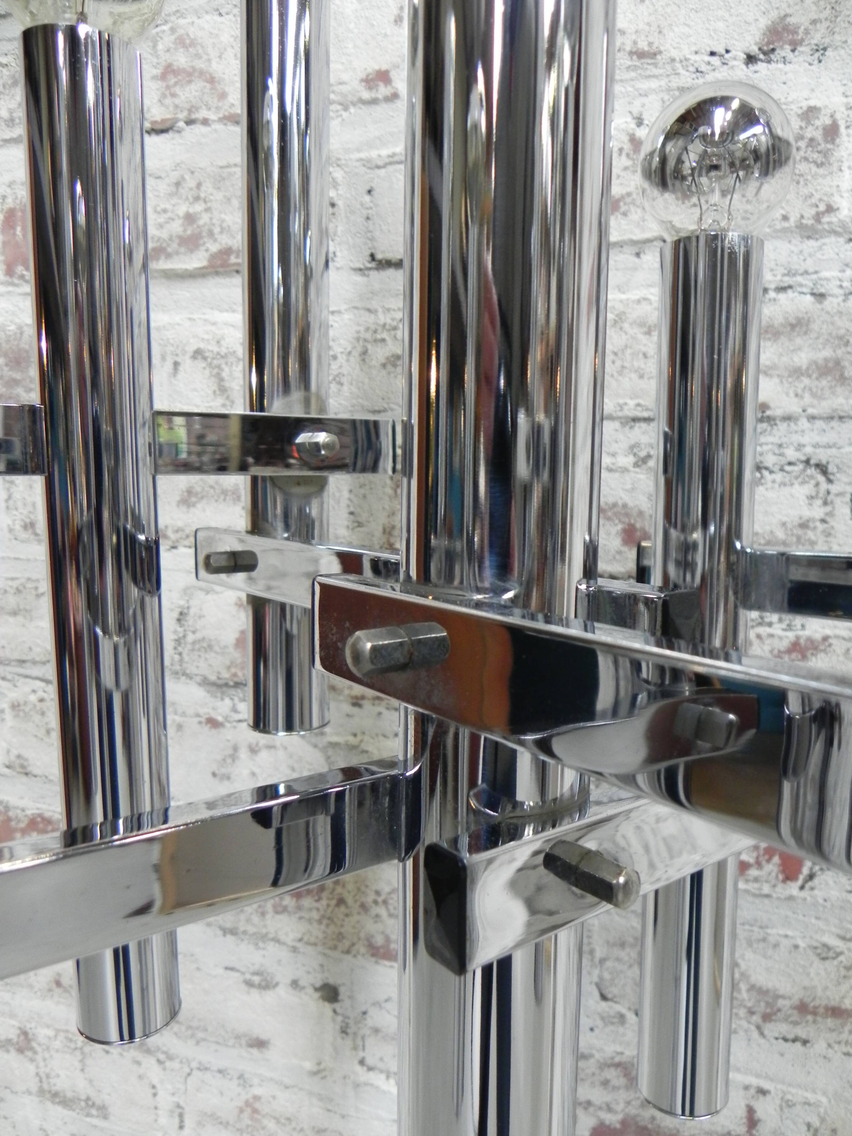 Chrome uplight floor lamp with 8 light points