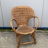 Children's armchair in woven chestnut