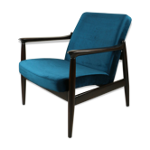 Fauteuil vintage vert marine en velours par Edmund Homa, années 1970