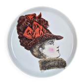 Assiette décorative Porcelaine de Paris – Élégante au grand chapeau