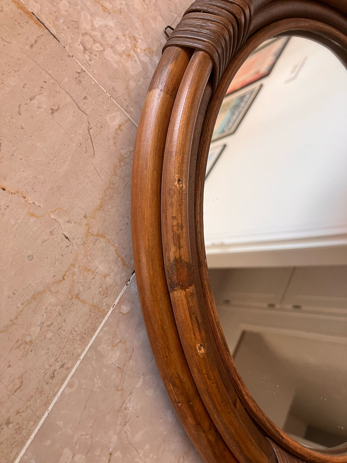 Miroir rotin vintage
