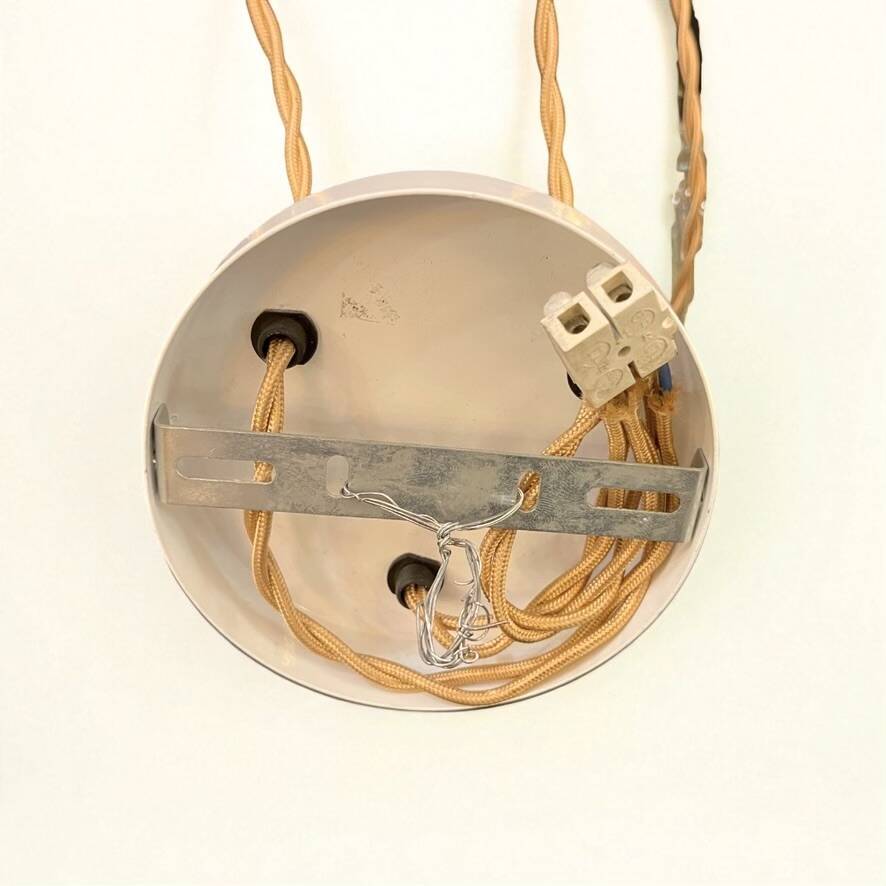 Cascade pendant light with 3 molded glass globes in vintage arabesque amber glass