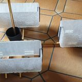 Arlus chandelier 4x2 brass lights prespex 1950/1960 vintage