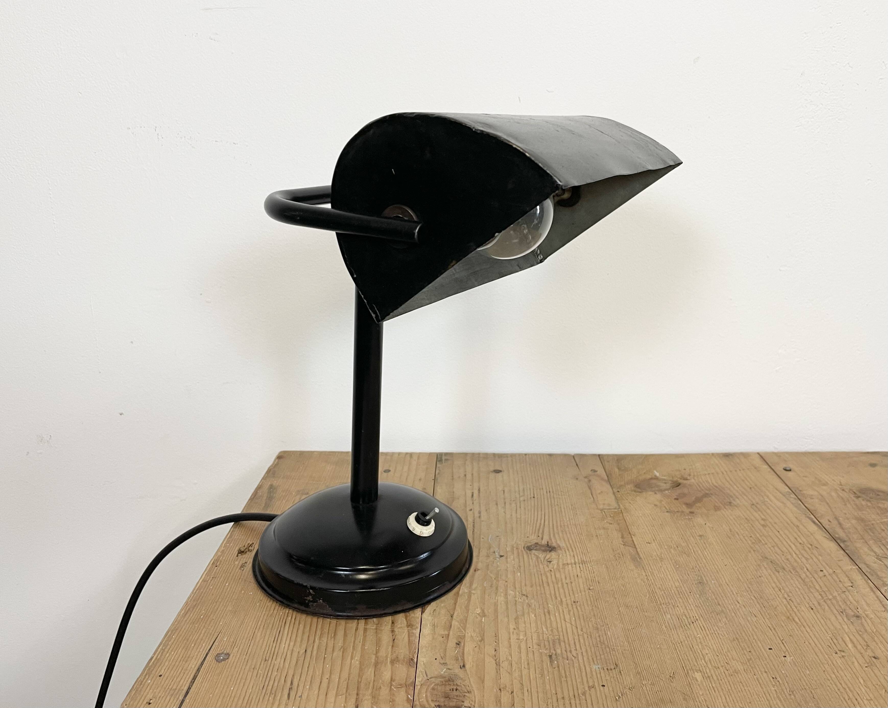 Vintage Black Bankers Desk Lamp, 1950s