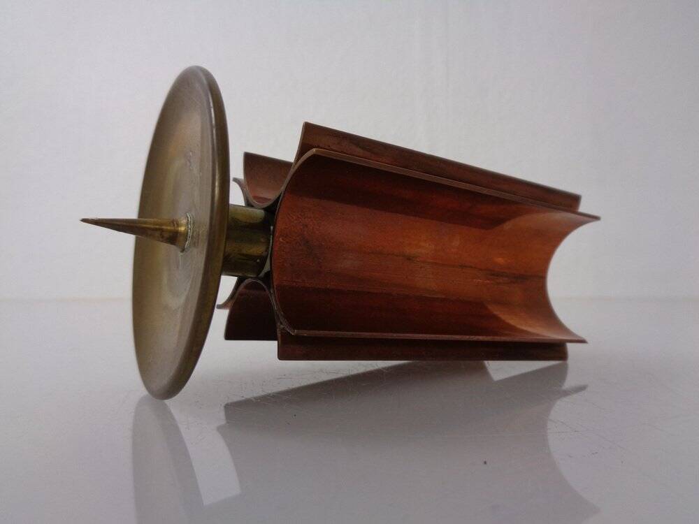 Vintage German Brutalist Candleholder in Copper and Brass, 1960s
