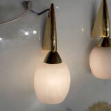 Pink Opaline Glass Brass Sconces Set of 2 1960’s