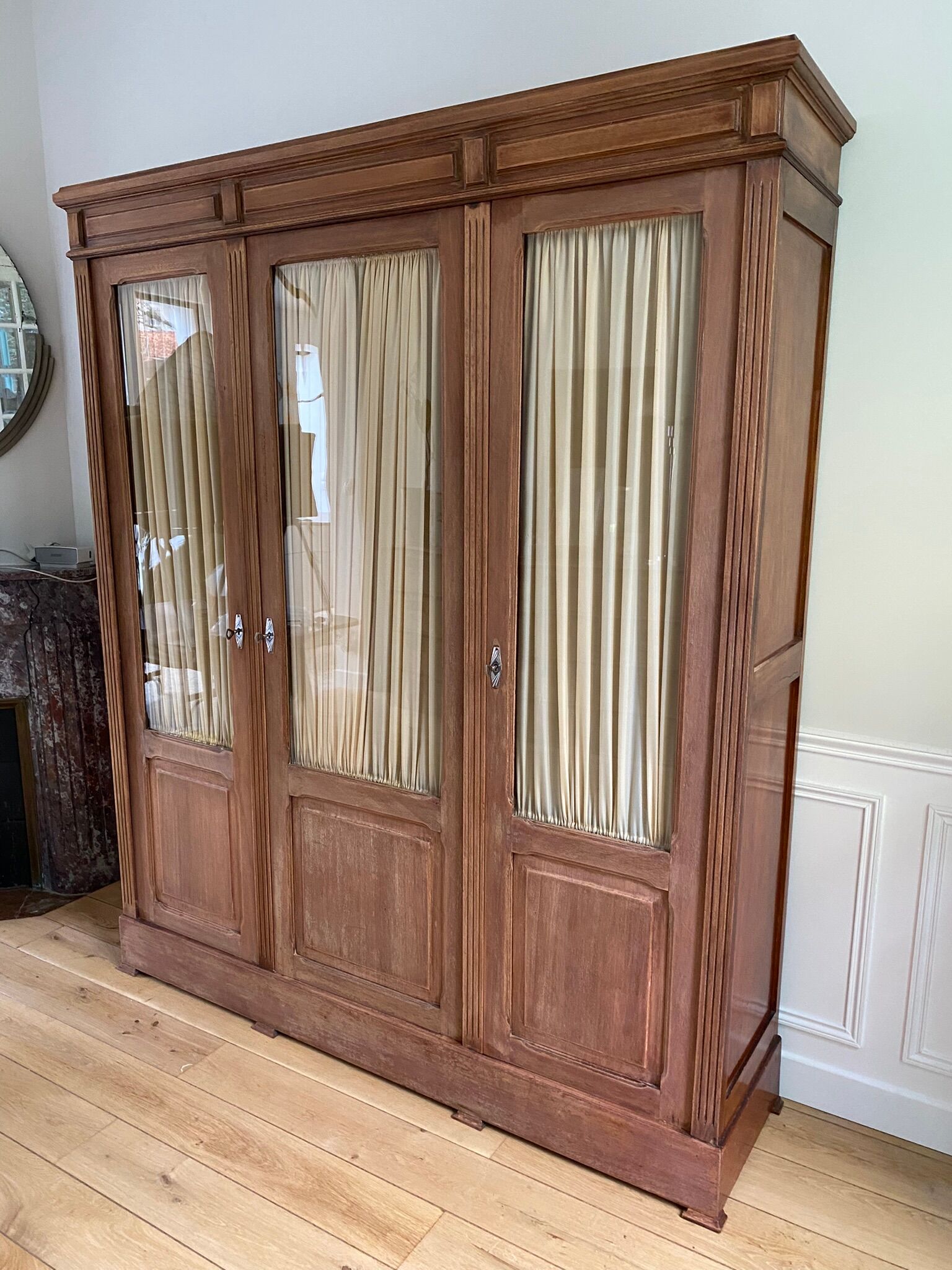 Showcase three vintage glass doors