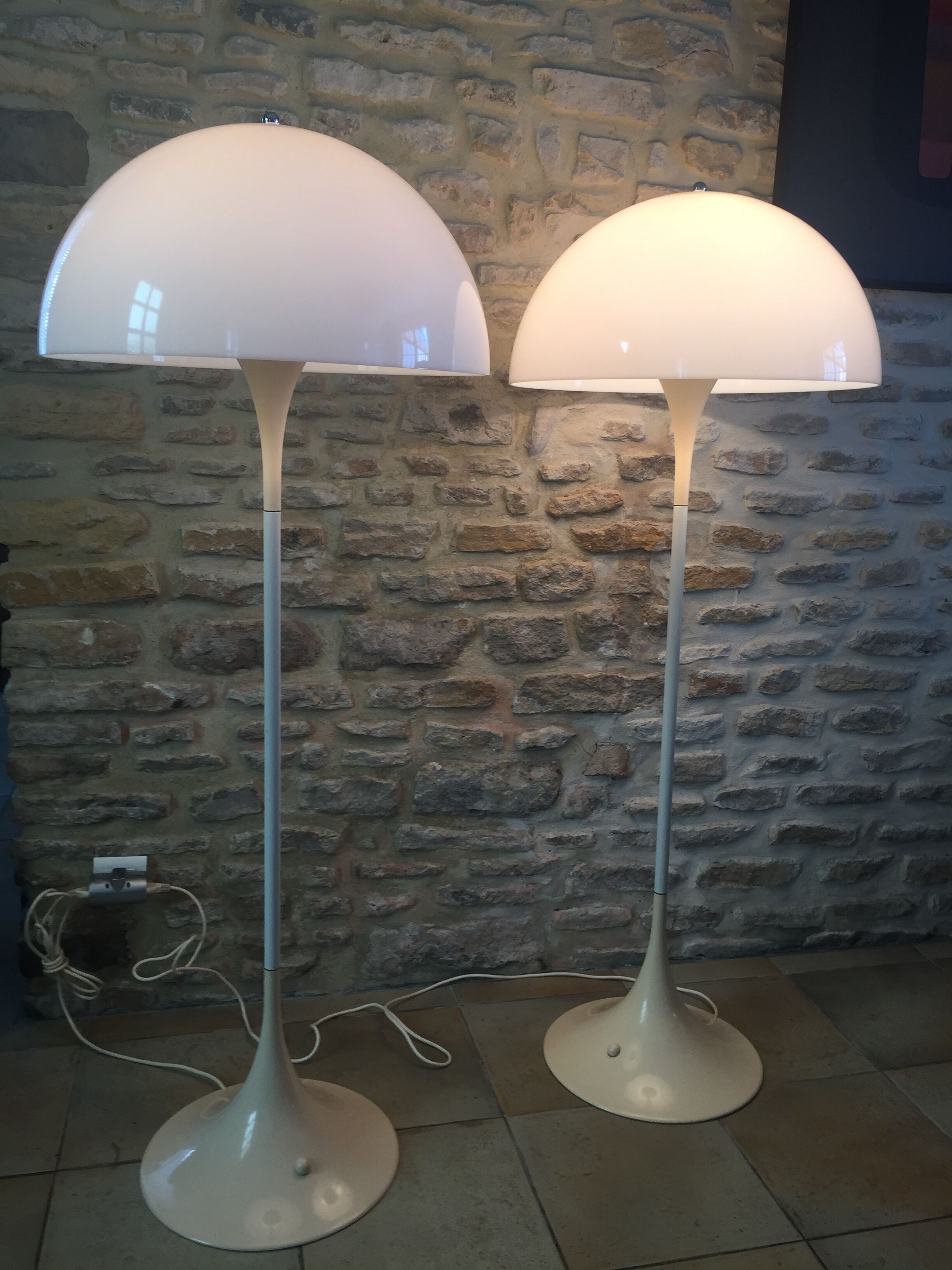 Pair of "Panthella" floor lamps by Verner Panton