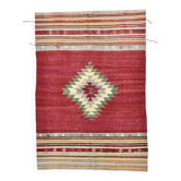 Tapis kilim turc rouge vin et vert, 156x224 cm