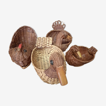 Set of rattan duck baskets