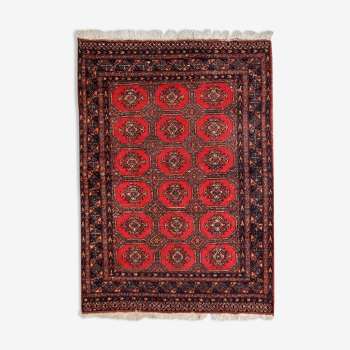 Vintage carpet Uzbek Bukhara handmade 121cm x177cm 1960s, 1C740