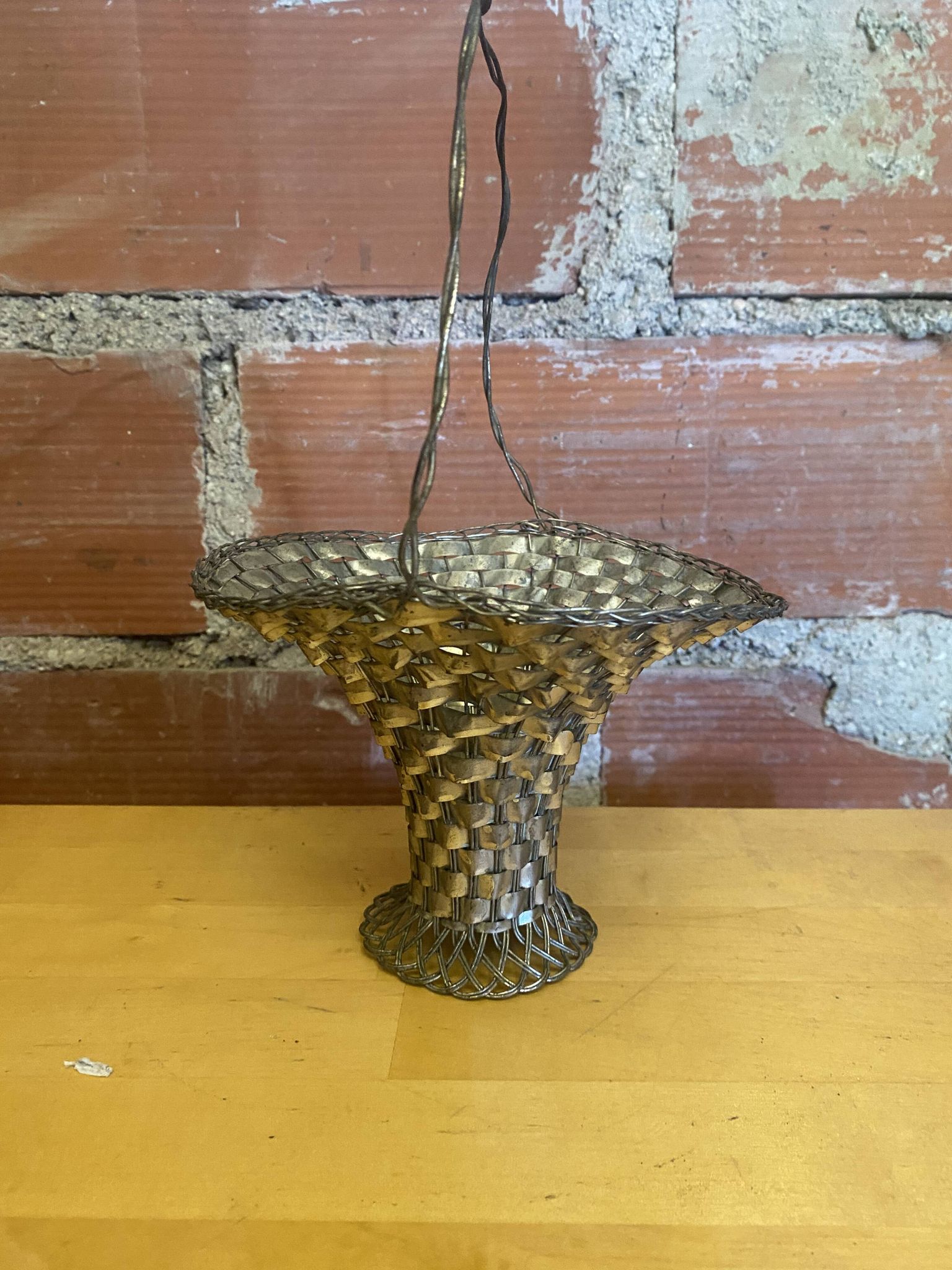 Vintage Silver-Plated Woven Basket #E015