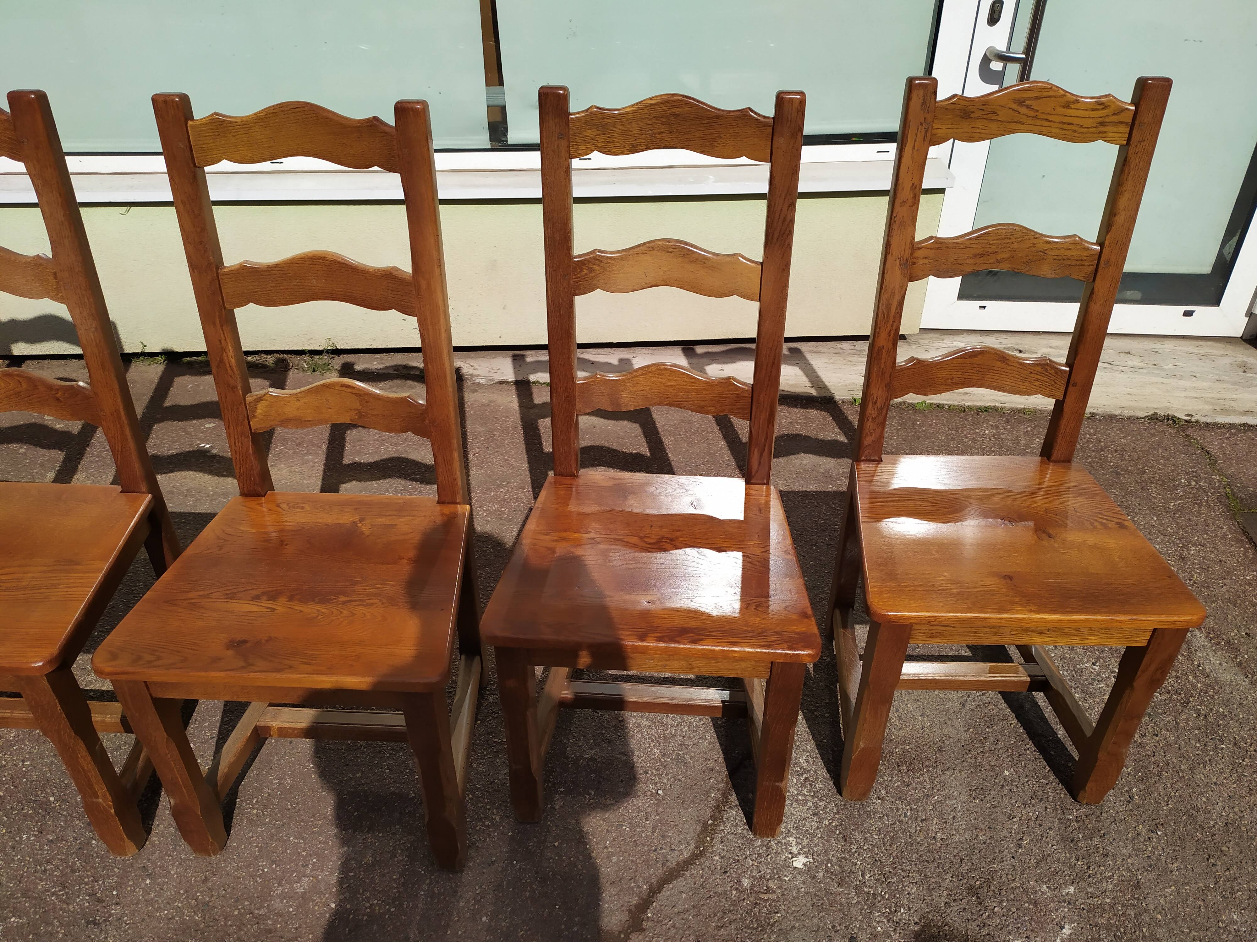 Set of 6 solid oak wood chairs - ferme compagne montage