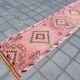 Tapis Couloir Rose à Médaillons, Tapis Turc Vintage, 86x364 Cm
