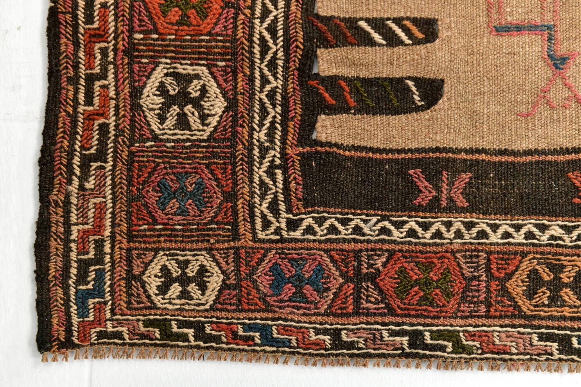 Ivory & Brown Turkish Vintage Kilim Rug, 99x197Cm