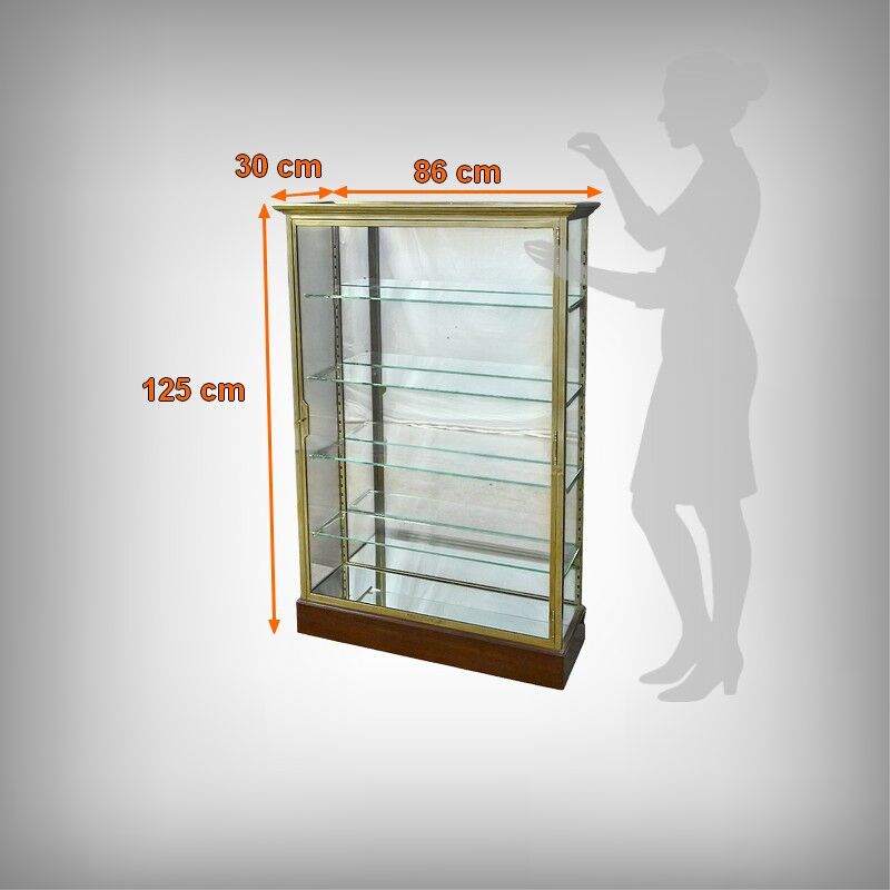 Brass display cabinet with a mirrored back – early 20th century