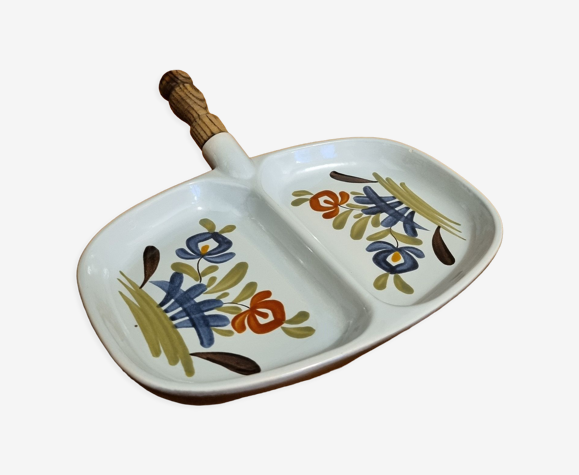 Plat à apéritif en faience de Desvres GF Gabriel Fourmaintraux Décor Chaumière