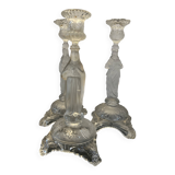 3 bougeoirs en verre transparent
