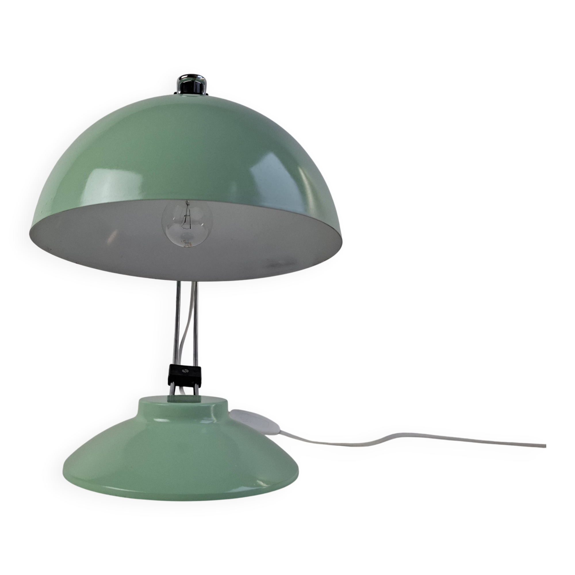 Mid-Century Mint Green Czech Desk Lamp with Chrome and Adjustable Shade