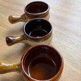 Set of 3 small glazed stoneware ramekins.