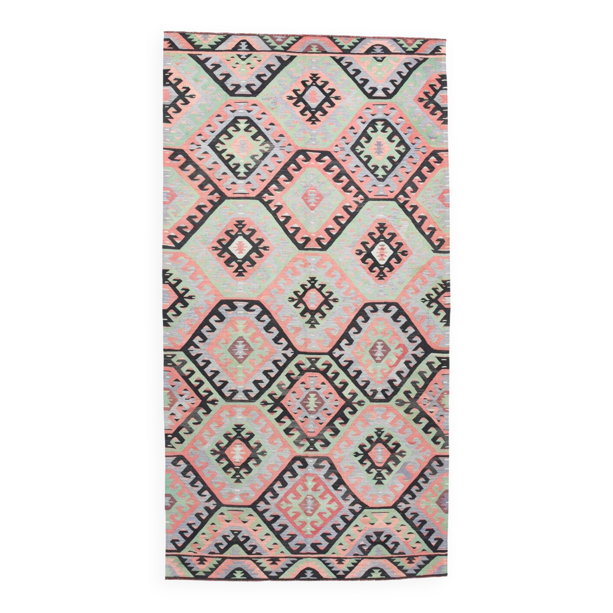 Tapis kilim graphique pastel – Un bijou artisanal pour une déco audacieuse
