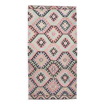 Tapis kilim graphique pastel – Un bijou artisanal pour une déco audacieuse