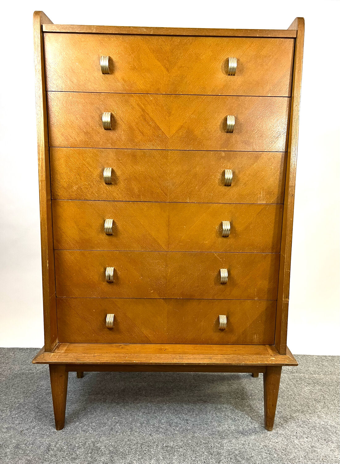 Vintage Scandinavian chest of drawers compass foot