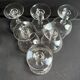 6 Baccarat champagne coupes with Greek engraving, slanted.