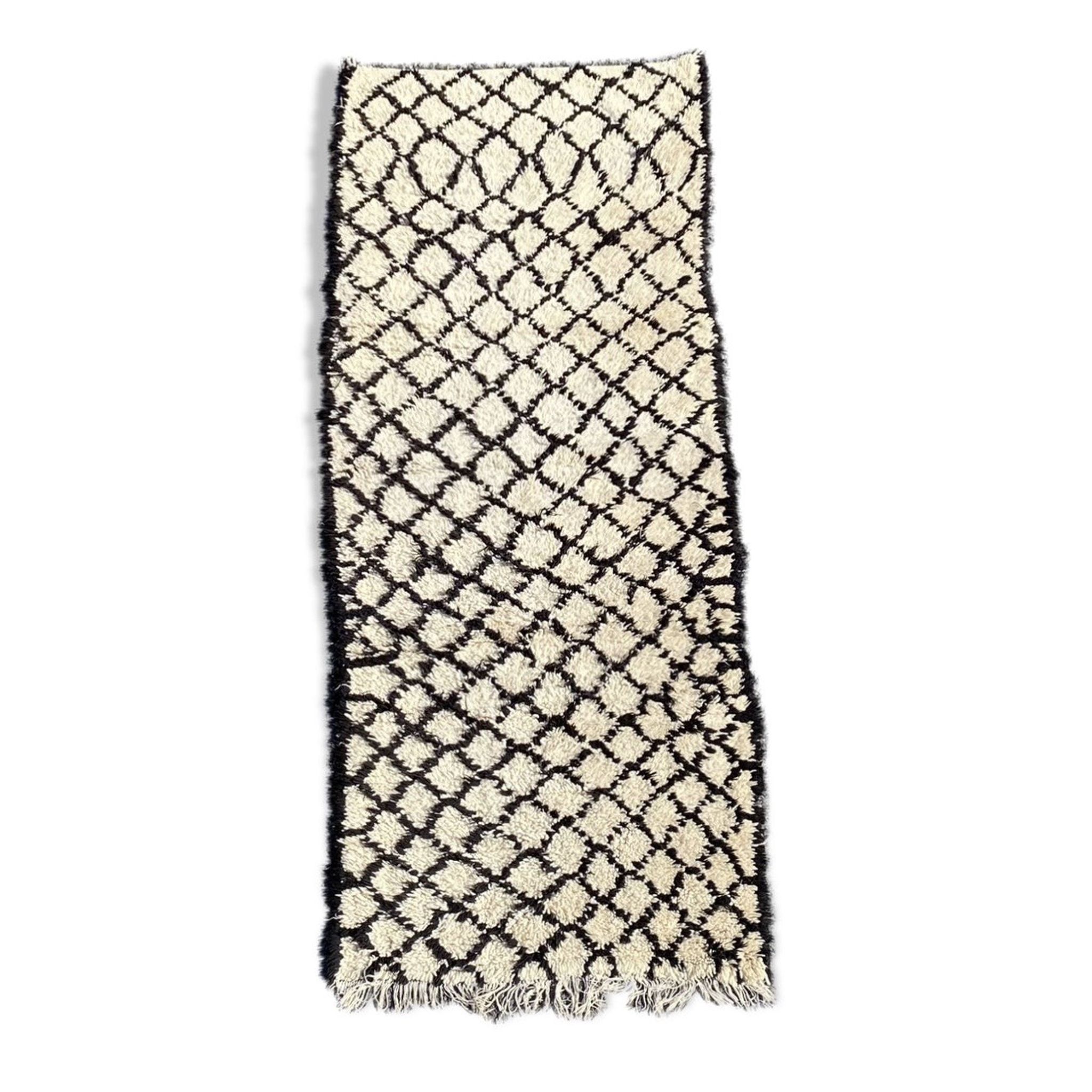 Berber carpet corridor beni ouarain vintage 90×255 cm