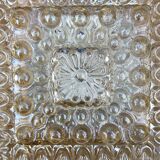2 square ceiling lights in amber glass, 70s-80s