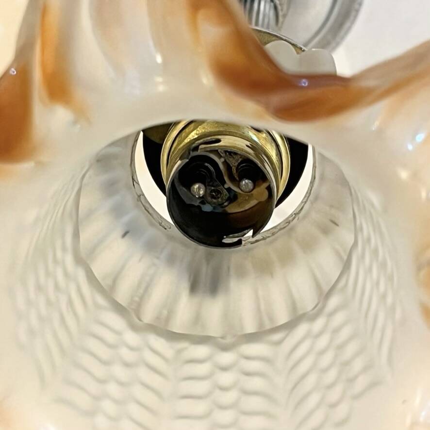 Empire chrome and opaline tulip pleated antique Art Deco bedside lamp