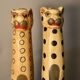 Pair of large polychrome wooden feline statues