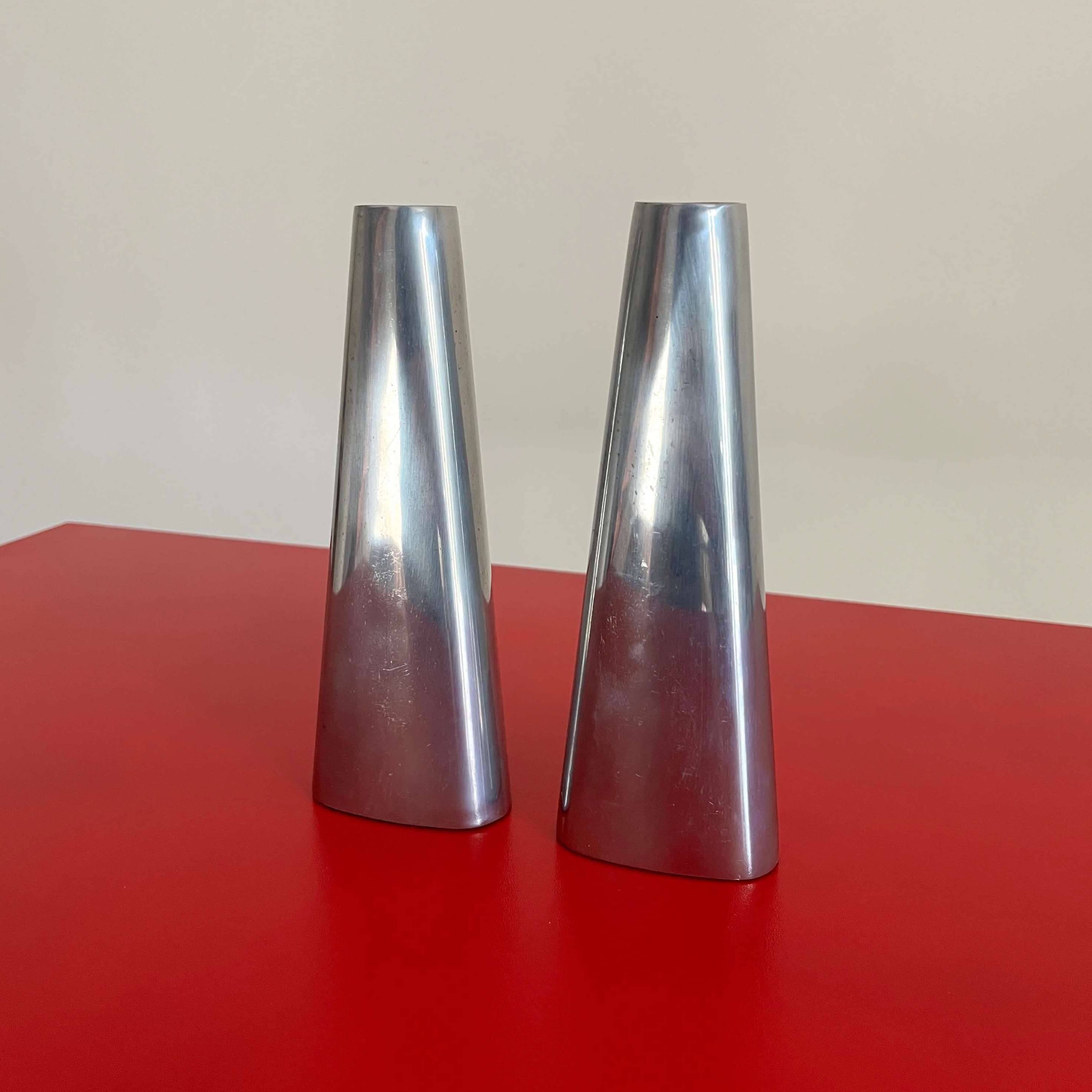 Two aluminum candlesticks