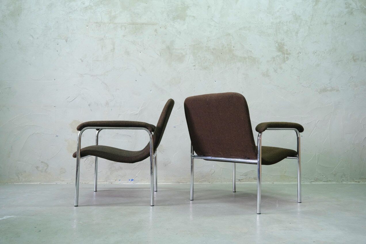 Mid-Century Easy Chairs in Tubular Steel from Thonet, 1970s, Set of 2.