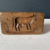 Old carved wooden butter stamp, cow, 19th century