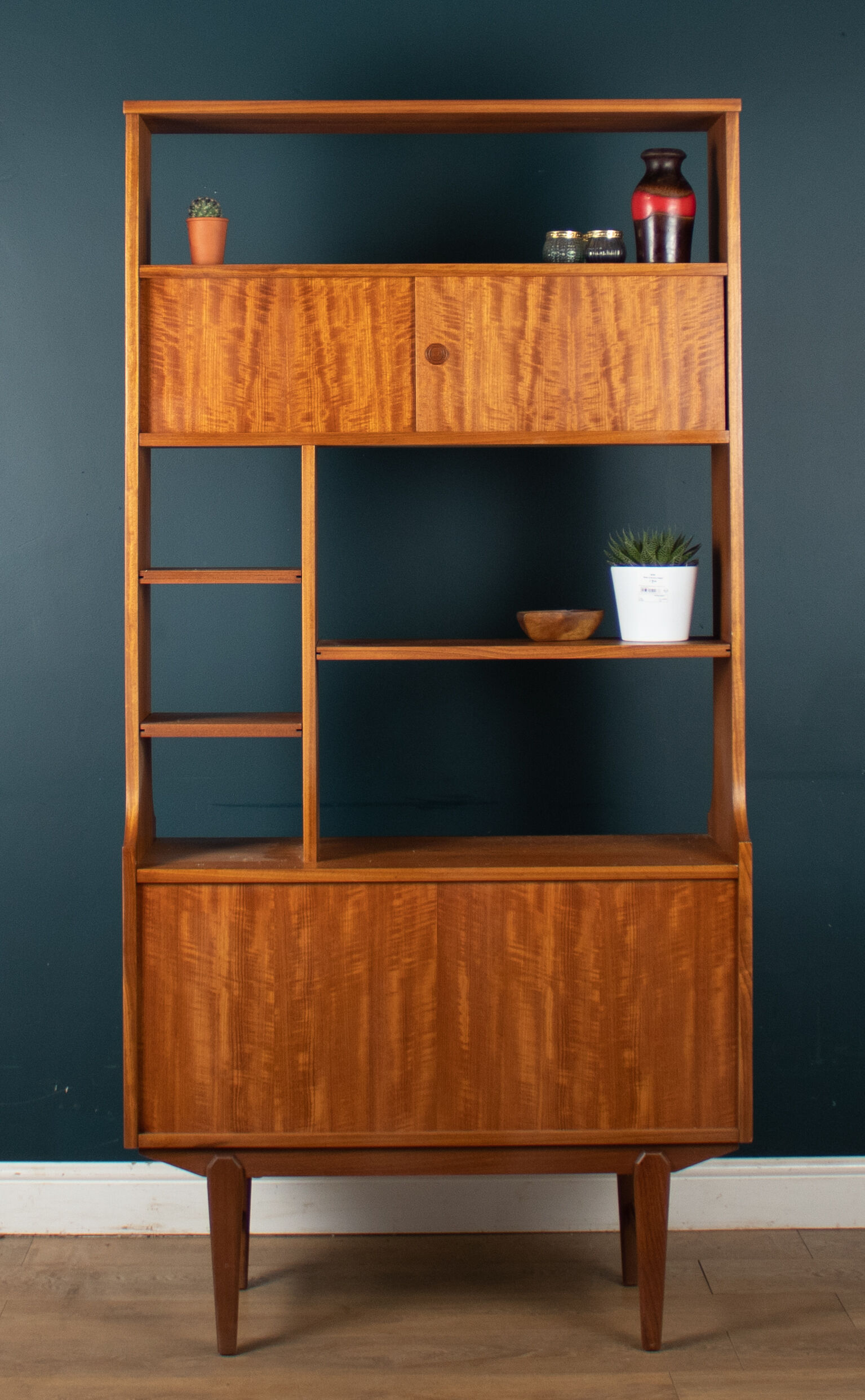 Retro Teak 1960s Two Sided Mid Century Room Divider Bookcase Shelving