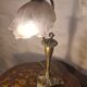 antique art nouveau bronze lamp with molded glass petals 43x25 cm