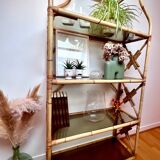 Rattan and glass shelf