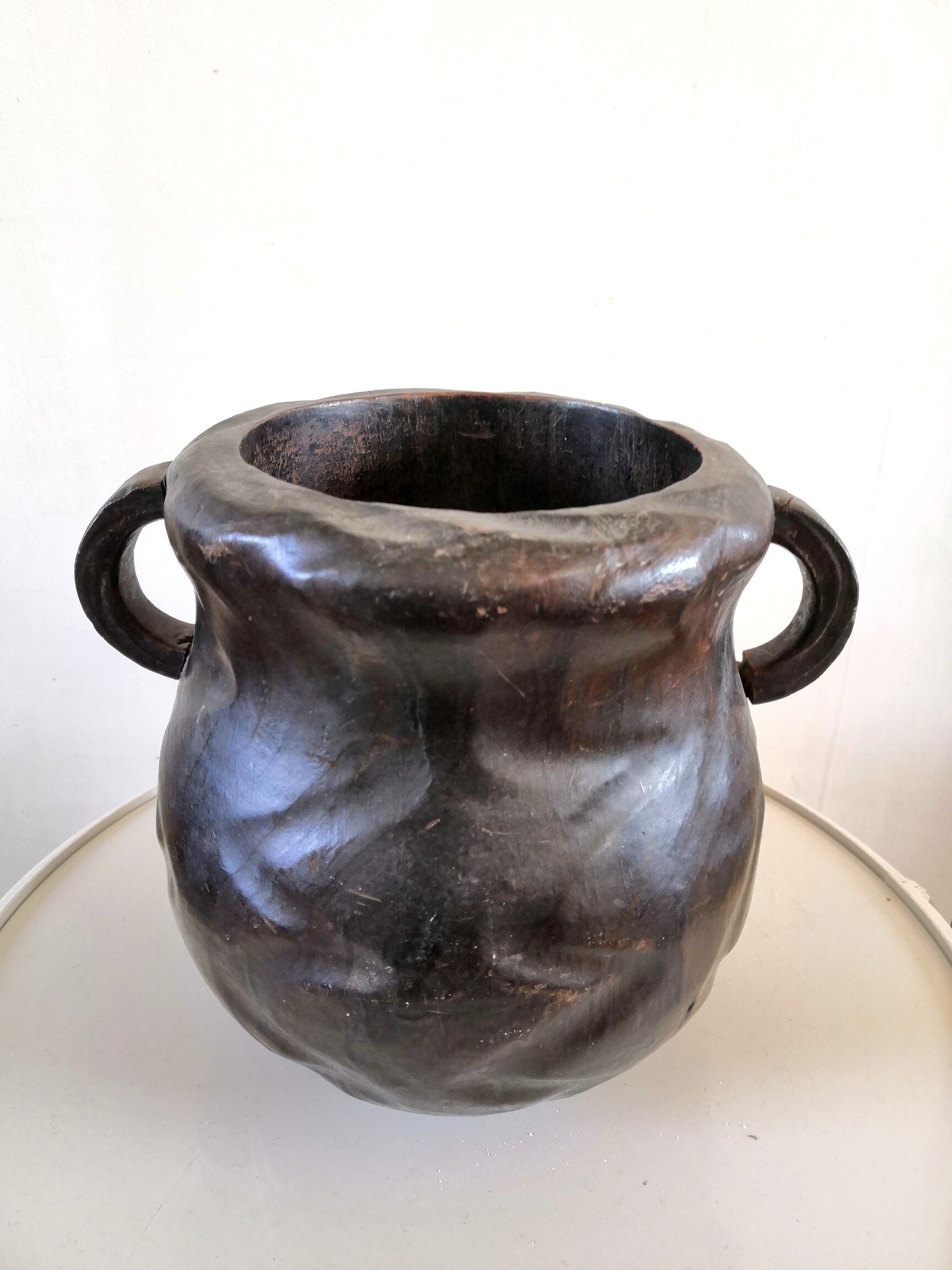 Vintage brutalist wooden pitcher