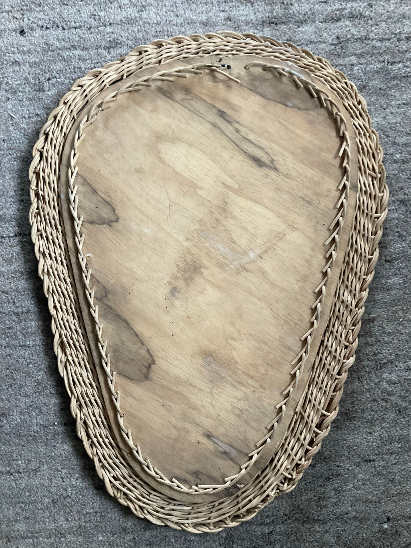 Woven wicker mirror from the 1960s