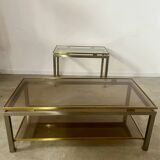 Coffee table in brass and smoked glass designed by Guy Lefèvre for the Jansen house, 1970s/80s