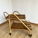Rattan serving trolley