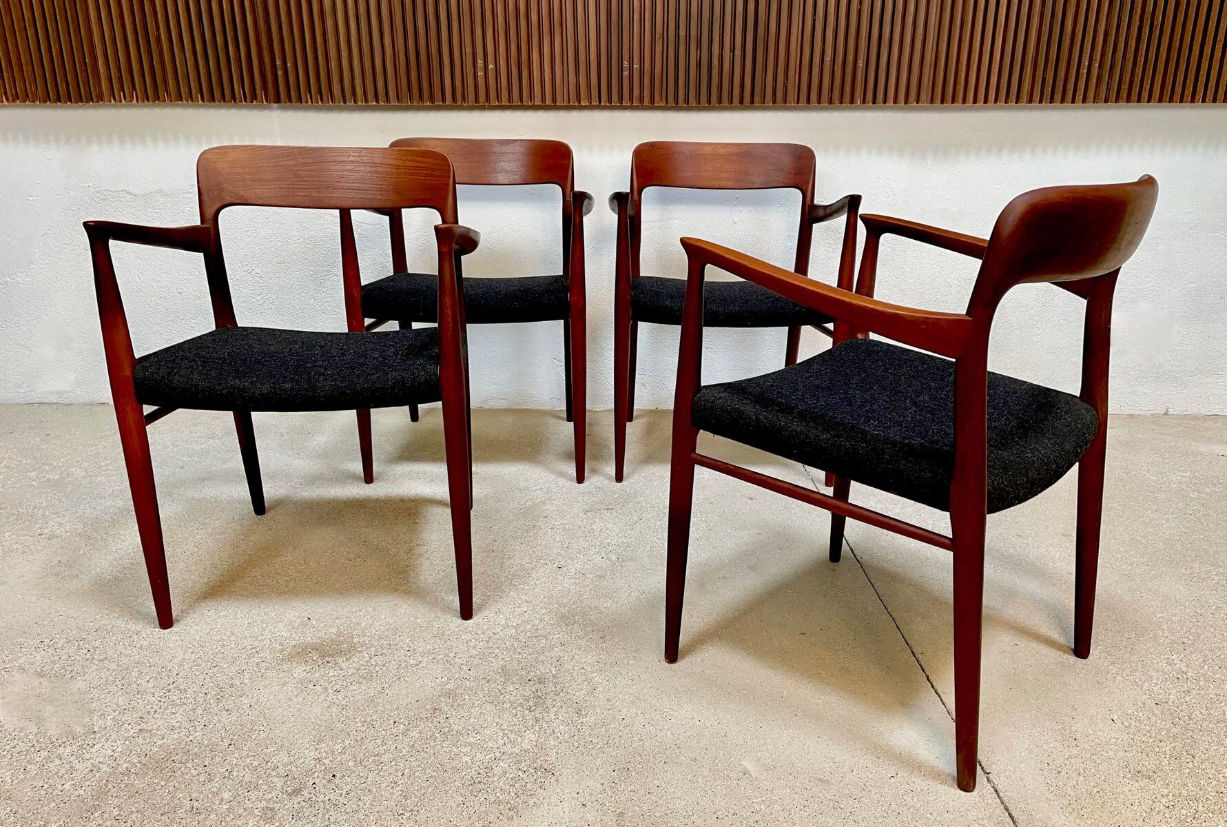 Danish teak model 56 chairs by Niels O. Møller for J.L. Møllers, 1954, set of 4