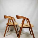 Oak wood Dining Chairs Yellow Vintage Upholstery, personalize option, HoReCa spaces