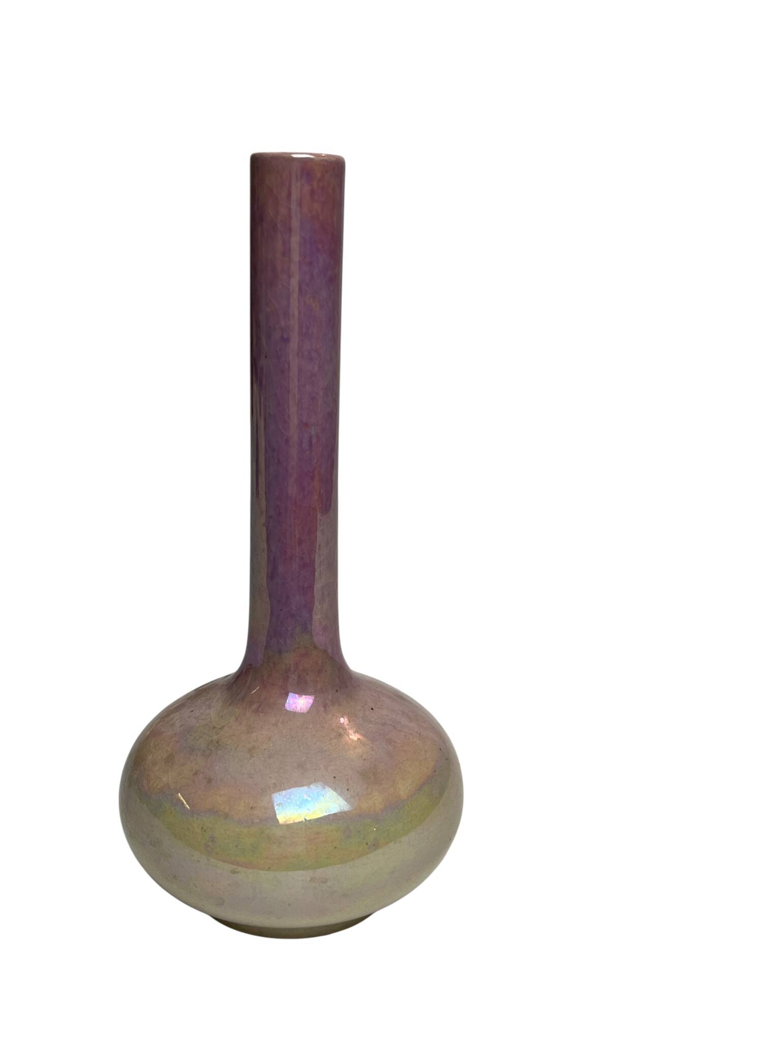 Art Nouveau series of soliflore vases, Sarreguemines earthenware, circa 1900