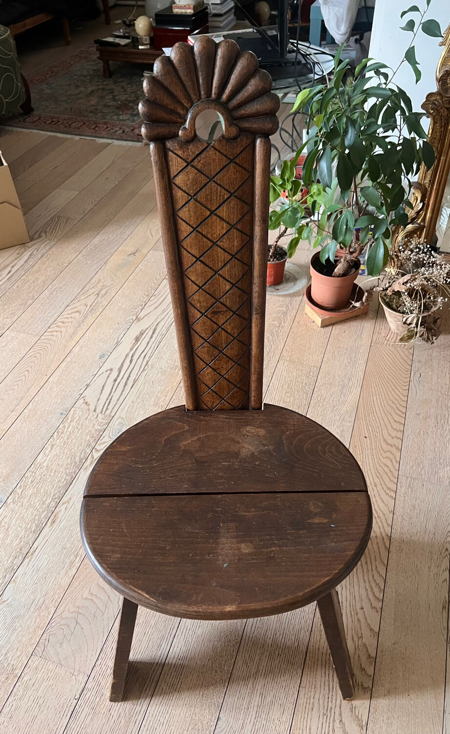 Rustic wooden chair folk art
